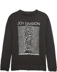 R 13 R13 Joy Division Distressed Printed Cotton Jersey Sweatshirt Anthracite