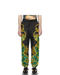VERSACE JEANS COUTURE Black And Green Leo Chain Track Pants