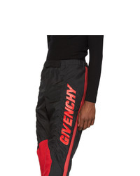 Givenchy Black And Red Two Toned Biker Pants