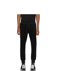 Dolce and Gabbana Black Flocked Print Jogging Pants