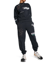 ASOS DESIGN Crooked Tongues Print Oversize Joggers In Black At Nordstrom