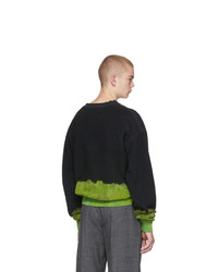 Ottolinger Black And Green Bleach Crewneck Sweatshirt