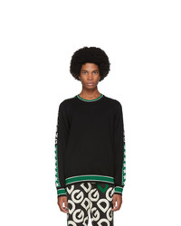 Dolce and Gabbana Black And Green Wool Dg King Sweatshirt