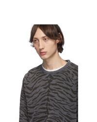 Saint Laurent Black And Grey Zebra Print Sweatshirt