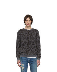 Saint Laurent Black And Grey Zebra Print Sweatshirt