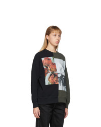 Alexander McQueen Black And Khaki Hybrid Floral Sweatshirt