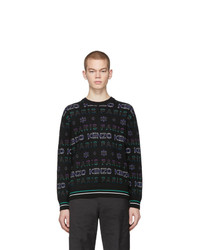 Kenzo Black And Purple Limited Edition Holiday Knit Sweatshirt