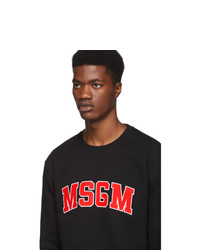 MSGM Black And Red College Logo Sweatshirt