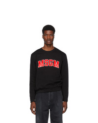 MSGM Black And Red College Logo Sweatshirt