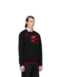 McQ Alexander McQueen Black And Red Embroidered Graphic Sweatshirt