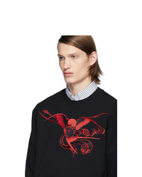 McQ Alexander McQueen Black And Red Embroidered Graphic Sweatshirt