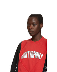 Marcelo Burlon County of Milan Black And Red Logo Colorblock Sweatshirt