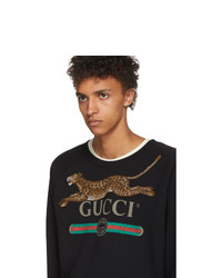 Gucci Black Classic Leopard Sweatshirt