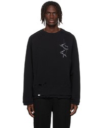C2h4 Black Distressed Layered Sweatshirt