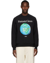 MSGM Black Fantastic Green Graphic Sweatshirt