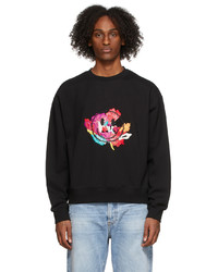 Andersson Bell Black Fleur Smile Embroidery Sweatshirt