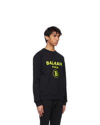 Balmain Black Flocked Logo Sweatshirt