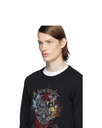 Alexander McQueen Black Glowing Botanical Skull Sweatshirt