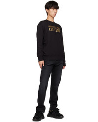 VERSACE JEANS COUTURE Black Gold Printed Sweatshirt
