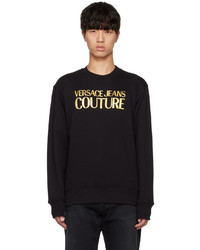 VERSACE JEANS COUTURE Black Gold Printed Sweatshirt