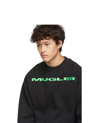 Mugler Black Logo Cropped Sweatshirt