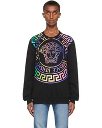 Versace Black Multicolor Medusa Logo Sweatshirt