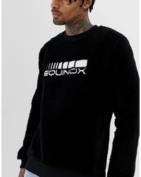 ASOS DESIGN Borg Sweatshirt In Black With Text Slogan Print