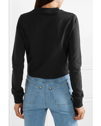 Balmain Cropped Appliqud Cotton Jersey Sweatshirt