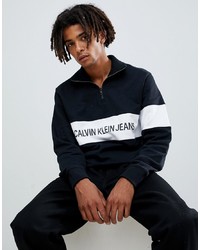 Calvin Klein Jeans Half Zip Sweatshirt With Logo Stripe
