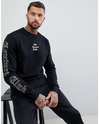 The Couture Club Muscle Fit Sweatshirt In Black With Sleeve Print