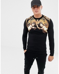 ASOS DESIGN Muscle Sweatshirt With Baroque Cherub Print