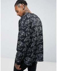 Asos Oversized Longline Sweatshirt With Floral Print