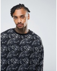 Asos Oversized Longline Sweatshirt With Floral Print