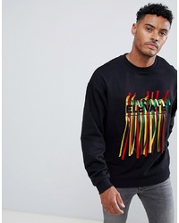 ASOS DESIGN Oversized Sweatshirt With Elevate Embroidery And Fringing