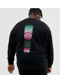 ASOS DESIGN Plus Oversized Sweatshirt With Back Text Print In Black