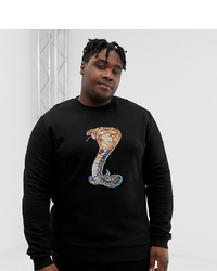 ASOS DESIGN Plus Sweatshirt With Sequined Snake In Black