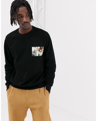 Weekday Romano Bloss Sweatshirt With Print In Black