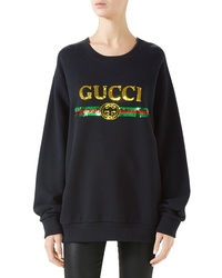 Gucci Sequin Tiger Logo Oversized Sweatshirt