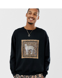 Milk It Vintage Oversized Sweatshirt With Leopard Box Print