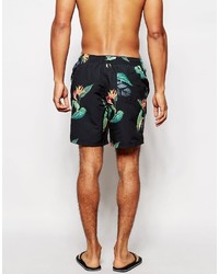 Asos Brand Swim Shorts With Tropical Floral Print In Mid Length