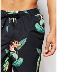 Asos Brand Swim Shorts With Tropical Floral Print In Mid Length
