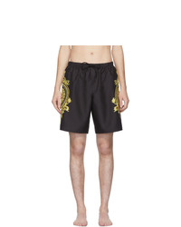 Versace Underwear Black And Gold Boxer Swim Shorts