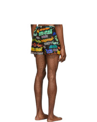 Gucci Black And Multicolor Metal Mix Swim Shorts