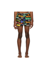 Gucci Black And Multicolor Metal Mix Swim Shorts