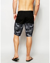 Asos Brand Boardie Swim Shorts With Cut And Sew Floral Print