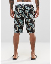 Asos Brand Boardie Swim Shorts With Palm Tree Print