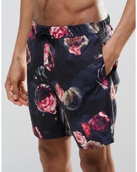 Asos Brand Swim Shorts With Floral Print In Mid Length