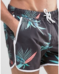 Asos Runner Swim Shorts With Floral Print In Short Length