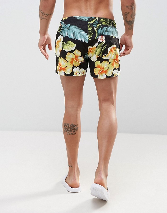 Asos Swim Shorts With Space Ibiza Floral Print In Super Short