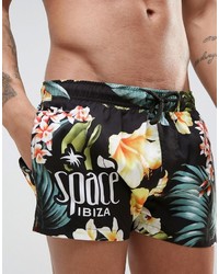 Asos Swim Shorts With Space Ibiza Floral Print In Super Short Length